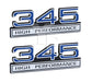 Blue & Chrome 345 High Performance Emblem Badge Logo with Chrome Trim - Pair