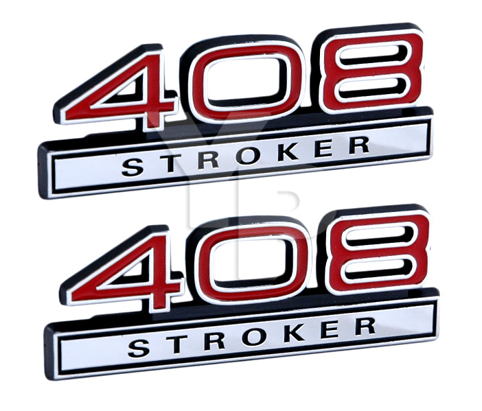 Engine Emblems 408 6.7 Liter Stroker Engine Emblems Badge Logo in Red & Chrome - 4