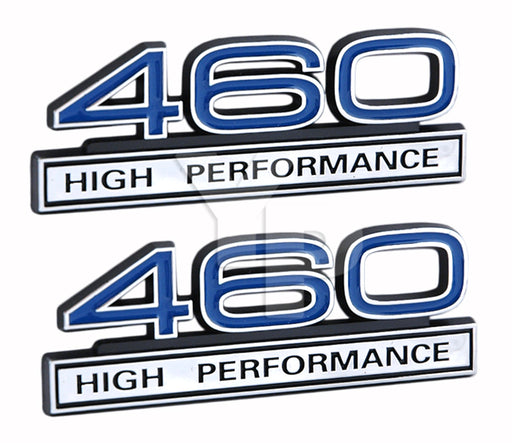 460 7.5 Liter Engine High Performance Emblems in Blue & Chrome - 4" Long Pair