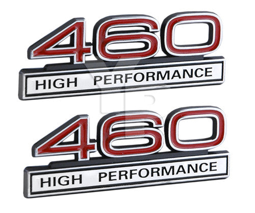 460 7.5 Liter Engine High Performance Emblems in Red & Chrome - 4" Long Pair