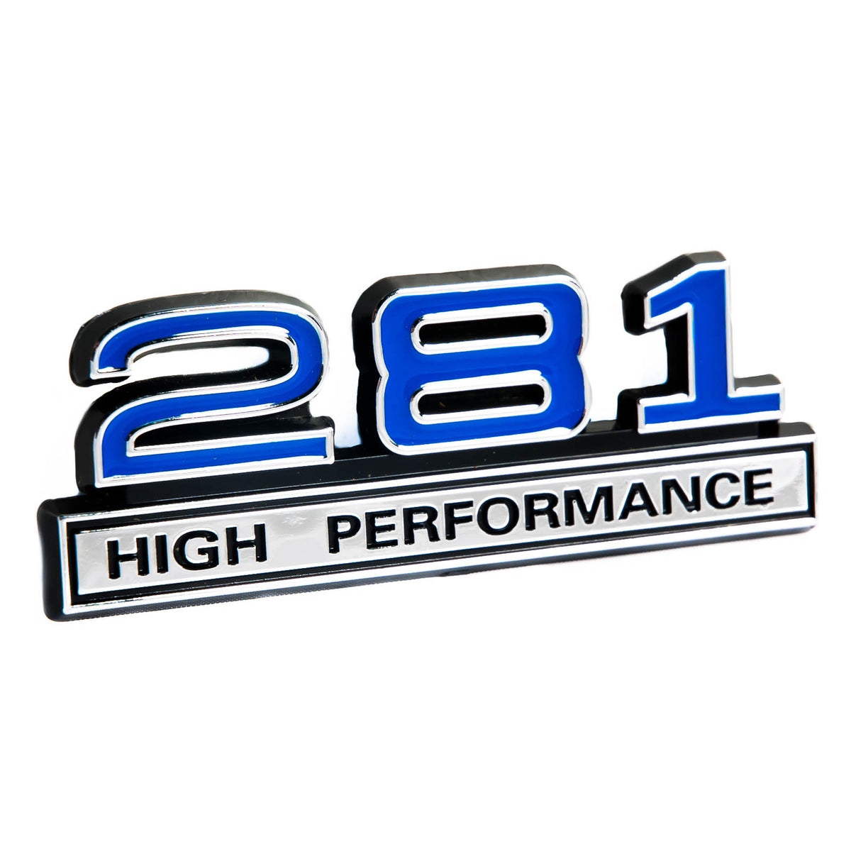 Blue & Chrome 281 281ci Engine High Performance 3D Stick On Embossed E ...