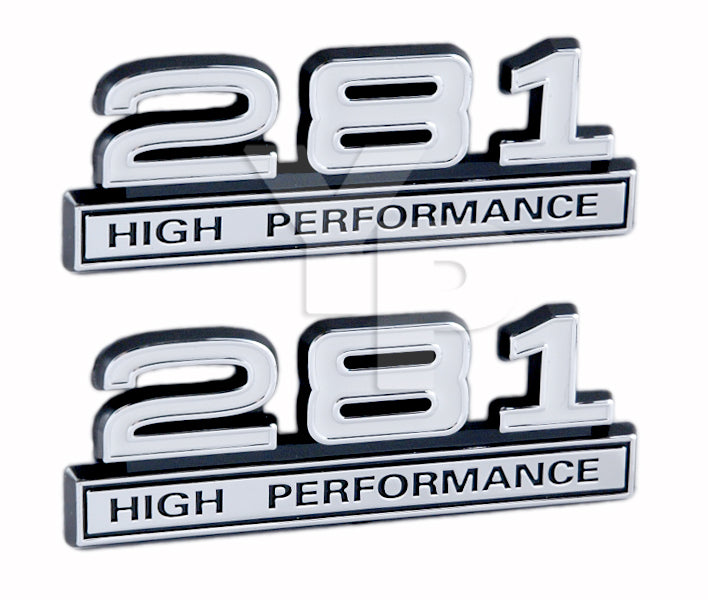 281 4.6 Liter High Performance Engine Emblems in White & Chrome - 4