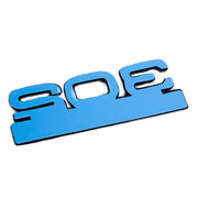 302 5.0L Engine High Performance Engine Emblems in Red & Chrome - 4" Long Pair