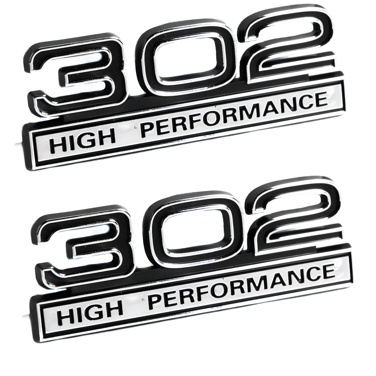 302 5.0 Liter Engine High Performance Emblem in Black & Chrome - 4