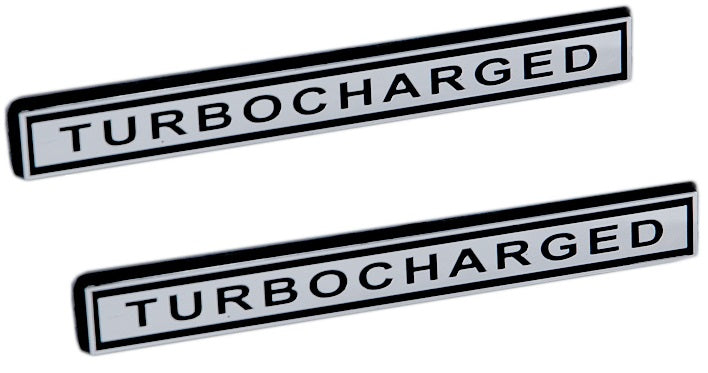 Turbocharger Chrome & Black Turbocharged Engine Emblems Badge - 5