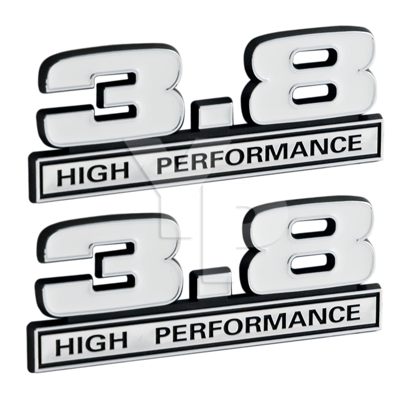 3.8 Liter 231 & 232 V6 Engine Emblems Badges in Chrome & White - 5