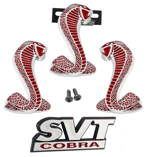 1994-2004 Mustang Cobra Snake Red Fender 4pc Grille SVT Emblems