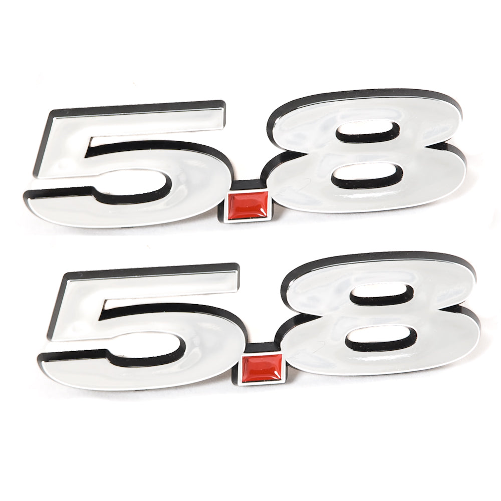 5.8 Liter 351 Engine Emblems Badges in Chrome & Red - 5.25