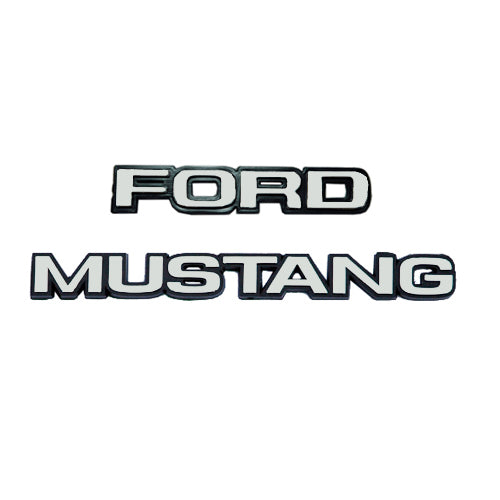 1979-1982 Ford Mustang Words Brand Rear Trunk Deck Lid Emblems Set in Chrome