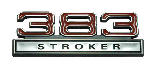 383 Stroker 6.2L Engine Emblem Badge Logo with Red & Chrome Trim - 4" Long