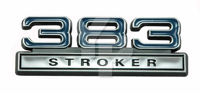 1979-1995 Ford Mustang Chrome & Blue 383 Stroker Fender Trunk Emblem 4" x 1.5"