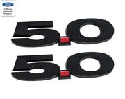 2011-2014 Mustang GT 5.0 Liter Gloss Black Exterior Fender Emblems - Pair