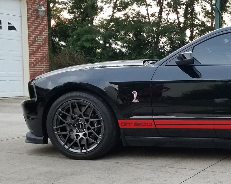 2007-2014 Shelby GT500 4.25" Cobra Snake Fender Side Emblems Red & Chrome Pair