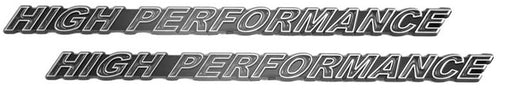 Chrome & Black High Performance Engine Emblems Badges Logos - 7" Long Pair