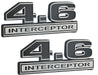 4.6 Liter 281 Engine Police Interceptor Emblems in Chrome & Black - 5" Long Pair