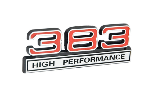 383 High Performance 6.2L Engine Emblem Badge Logo in Chrome & Red - 4" Long