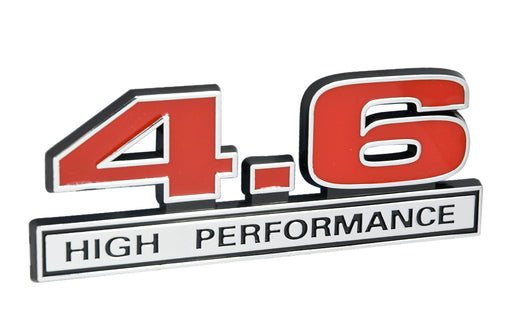 4.6 Liter Engine High Performance Emblem Badge Logo in Chrome & Red - 5" Long