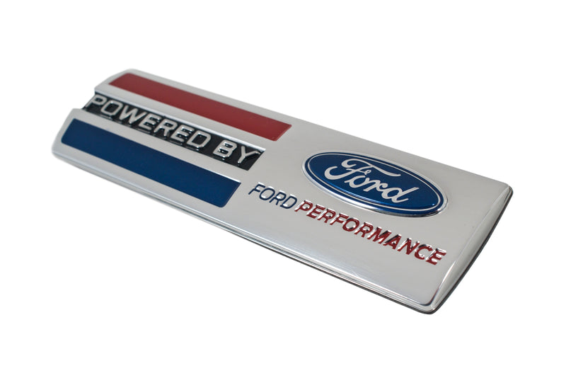 Mustang "Powered By Ford Performance" 5.5" Emblems Fender Badges Chrome - Pair