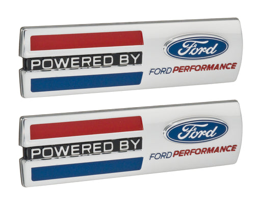 Mustang "Powered By Ford Performance" 5.5" Emblems Fender Badges Chrome - Pair