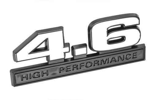 Ford Mustang White 4.6 High Performance Fender Emblem w/ Black Trim 5" x 1.75"