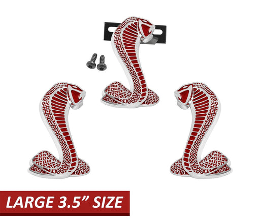 1994-2004 Mustang 3 1/2" Cobra Snake Grille & Fender Side Emblems Red & Chrome