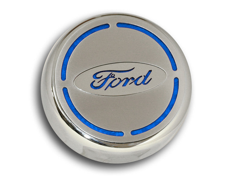 2015-2017 Mustang 4pc Engine Fluid Cap Cover Set - Blue Carbon Fiber Inlay
