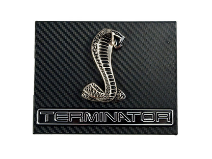 1998-2004 Mustang Carbon Fiber Engine Fuse Box Cover w Cobra & Terminator Emblem