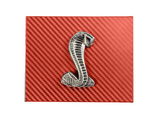 1998-2004 Mustang Red Carbon Fiber Engine Fuse Box Cover w/ Cobra Emblem