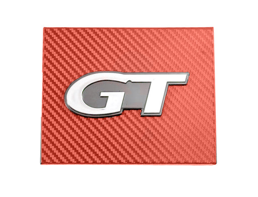 1998-2004 Mustang Red Carbon Fiber Stainless Engine Fuse Box Cover w/ GT Emblem
