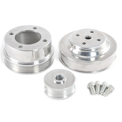 1986-1993 Mustang 5.0L Chrome Plated Steel Underdrive Pulleys 3 pc Set