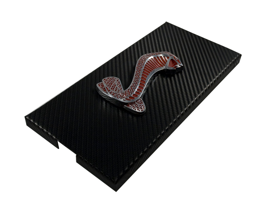 2005-2009 Mustang Shelby GT500 Carbon Fiber Fuse Box Cover 4" Red Snake Emblem