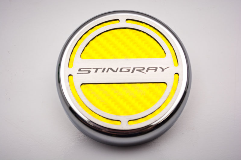 C7 Corvette Automatic 5pc Engine Cap Cover Set - Yellow w/ Stingray Letters Logo