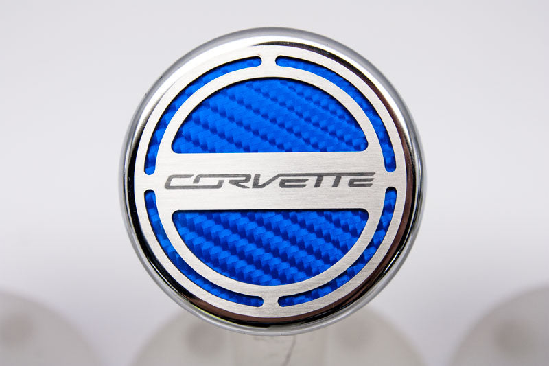 Corvette C7 Z06 & Z51 Manual 6pc Engine Cap Cover Set - Blue Corvette Name Logo