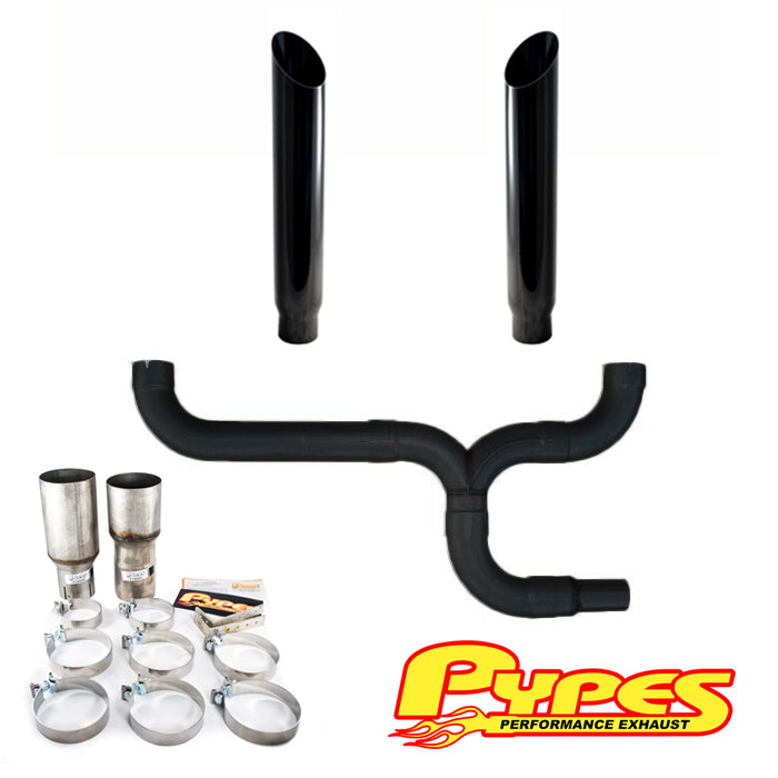 PHAB 5 Inch Dual Diesel Stack Kit With Slant Tips – Universal Fit For Chevy Ford Dodge