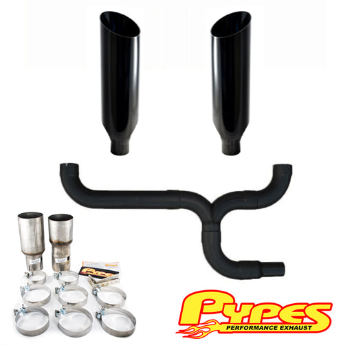 10" Miter Cut Black Double Stack Stainless Pypes Exhaust Chevy 2500 3500 Diesel