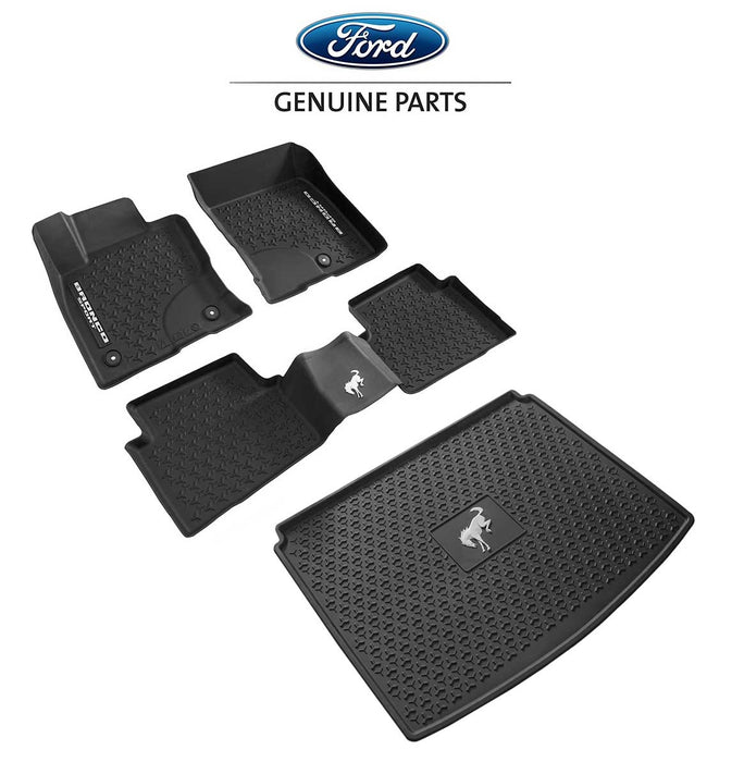 Genuine Ford OEM 2021-2025 Bronco 4-Door 5-Piece Rubber Floor Mat Liners, Front, Rear, And Cargo, M2DZ-58047A74-BA