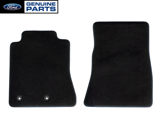 2015-2023 Mustang Genuine Ford 2pc Front Floor Mats Black w/ Blue Stitching
