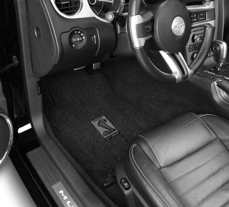 2015-2023 Shelby GT350 4pc Black Front & Rear Floor Mats Set w/ Silver Logo