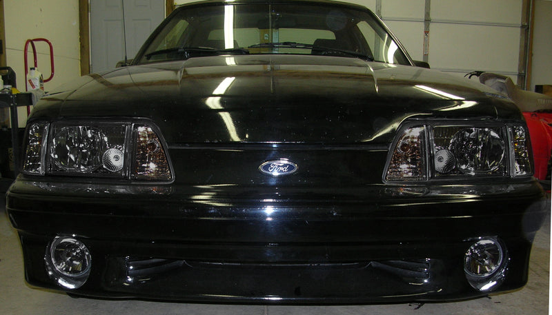 1987-1993 Mustang 6 Pc Euro Smoked Headlights Amber Side Markers 9004 LED Bulbs