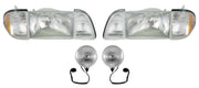  1987-1993 Ford Mustang GT Stock Headlights w/ Amber Sides & Fog Lights Kit