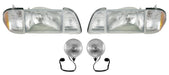  1987-1993 Ford Mustang GT Stock Headlights w/ Amber Sides & Fog Lights Kit