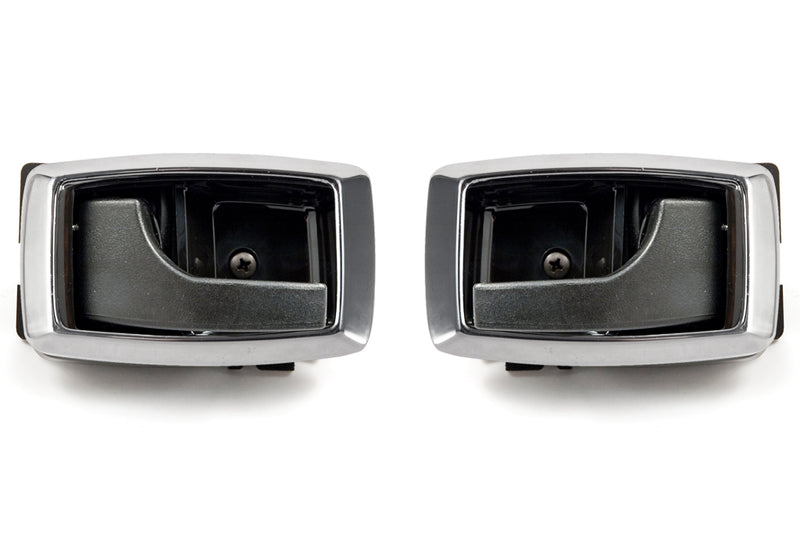 1979-1993 Mustang Inside Inner Black Door Handles & Chrome Bezels w/ Screws