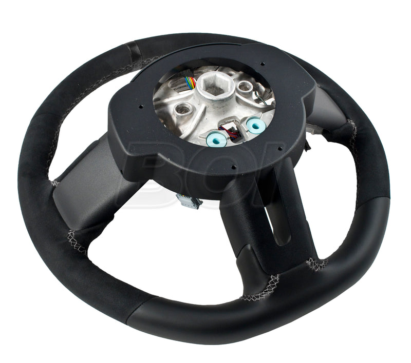 2015-2017 Mustang Shelby GT350 Silver Stitched Leather Steering Wheel Kit