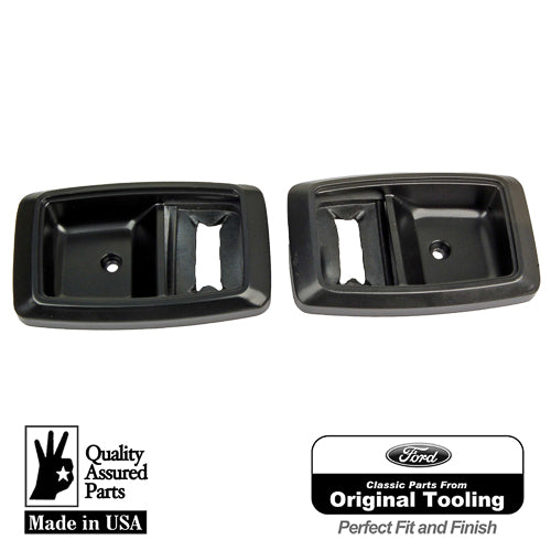 1979-1993 Mustang Black Inside Interior Door Handle Trim Bezels Ford Tooling