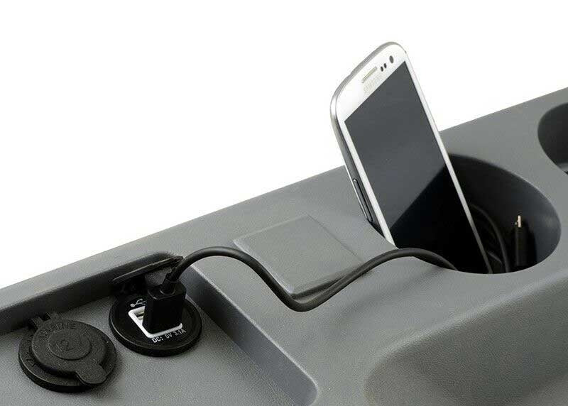 1987-1993 Ford Mustang Smoke Gray Center Console w Brake Boot, Cup Holders & USB