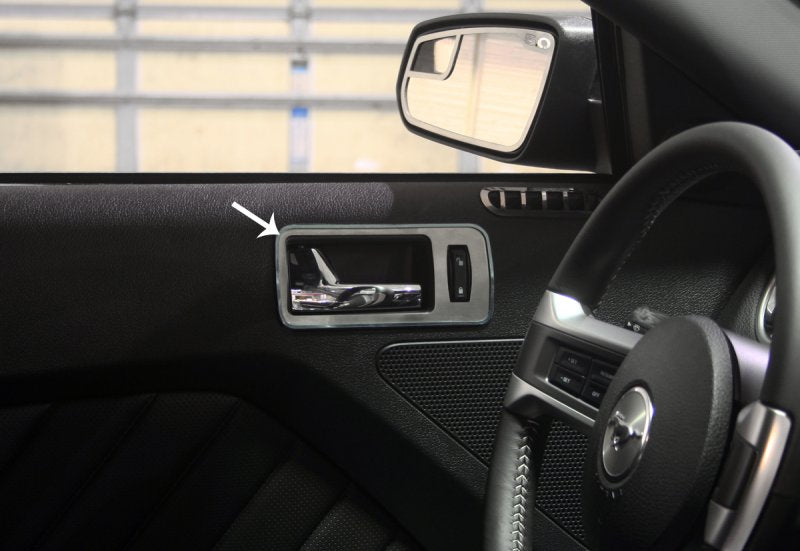 2010-2012 Mustang GT Brushed Stainless Interior Door Handle Trim Plates - Pair