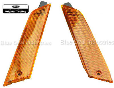 1979-1986 Ford Mustang Front Amber Marker Light Lens & Housing Assembly PAIR