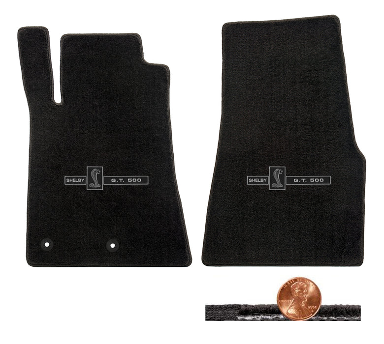 2011 2012 Shelby & Mustang 2pc Black Loop Floor Mats - GT-500 Cobra Logos