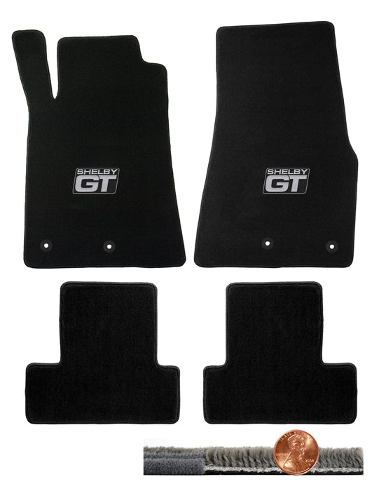 2013 2014 Black 4pc Front & Rear Ultimat Floor Mats Set - Silver Shelby GT Logos