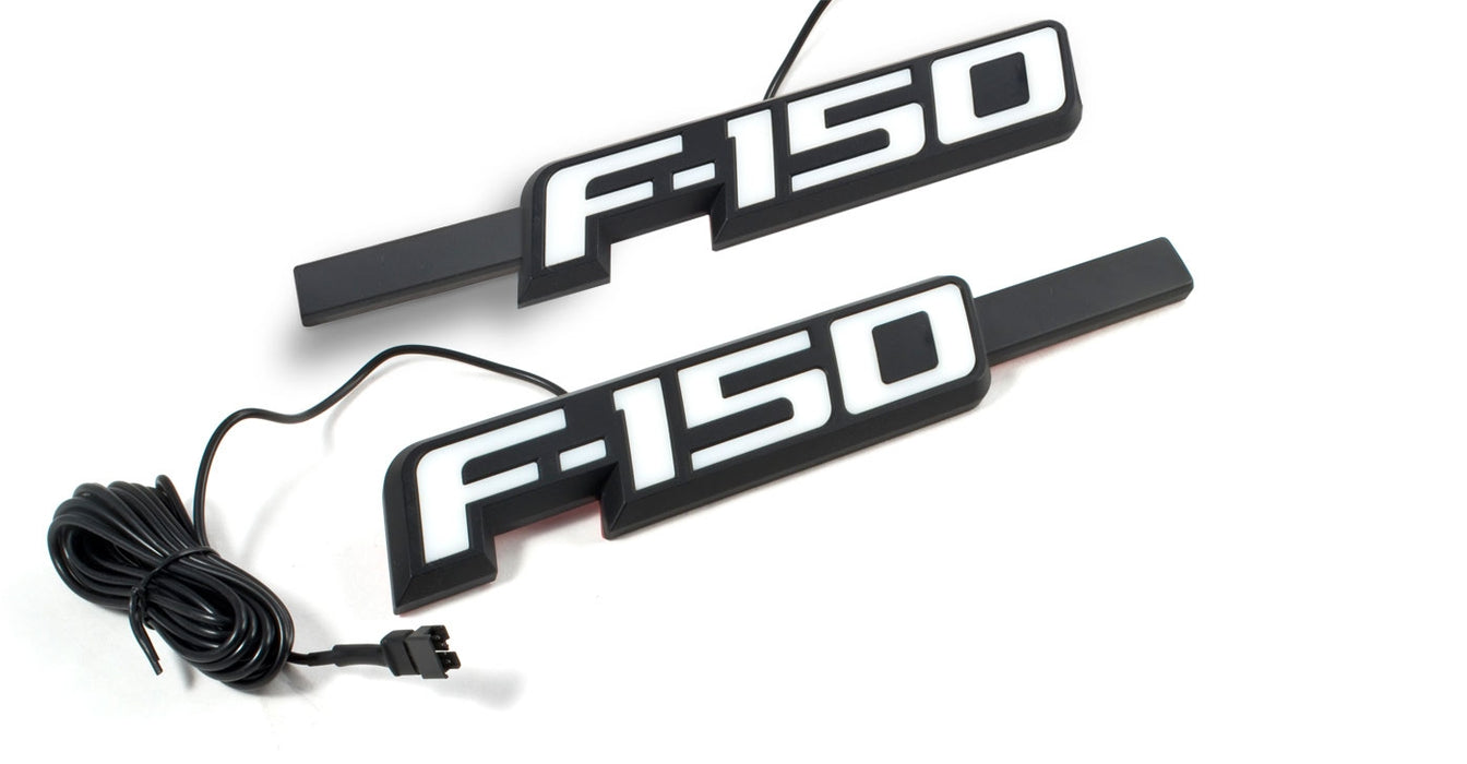 2009-2014 Ford F-150 Red White Amber or Blue Light Up Black Fender Emblems Pair